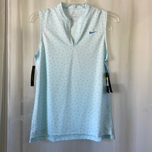 NWT Womens Light Blue Nike Dri Fit Standard Fit Golf Shirt Size Small